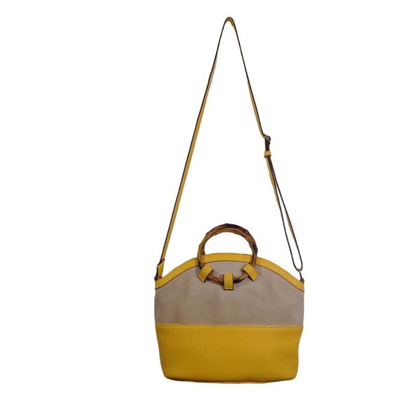 Dana Buchman Shoulder, Hand or Crossbody Bag in Yellow and Tan - Picture 6 of 14